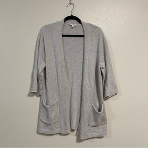 PureJill Cardigan Women’s Size Small Gray Cotton  Cashmere Blend Open Cardigan